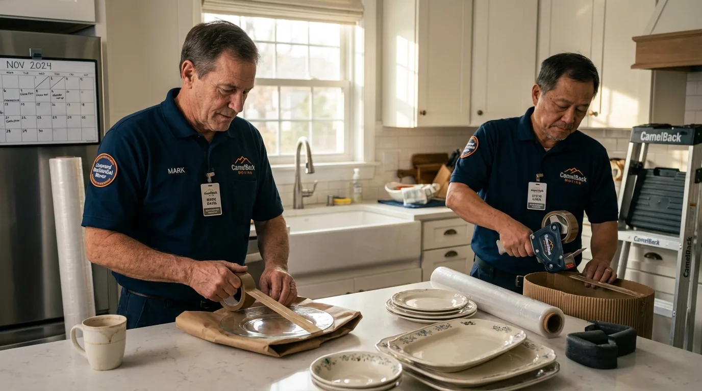 Professional crew packing kitchen dishware in Jackson Heights, NY